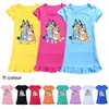 Girl Bl-uey's Nightgown Birthday Gift Sleepwear Dress Toddlers Colorful Cotton Gown Short Sleeve 2T to 12T Available 211109