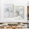 Scandinavian Flower Canvas Art Abstrakt Målning Skriv ut Fjäder Dekoration Bild för vardagsrum Nordic Home Decor Wall Poster