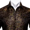 Men039s Dress Shirts BarryWang Gold Paisley Bright Silk Men Autumn Long Sleeve Casual Flower For Designer Fit7319625