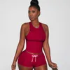 XS-3XL Summer women yoga two piece set outfits plus size tracksuits solid color sportswear sleeveless vest+yoga shorts jogging suit 4539