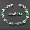 Brincos colar de luxo pedra verde zircon cor prateada para mulheres presente de aniversário casamento conjuntos de jóias QS0589