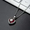 تحديث Red Diamond Heart Pendant Netlace Stainelss Steel Chain Women Girls Netclaces Red Green Crystal Fashion Hift