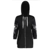 Rosetic Gothic Skull Hooded Hoodie Halloween Coat Fashion Zipper Fitness Streetwear Cool Girls Black Hoodie Sweatshirt 210809