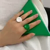 Italian design high sense baking varnish candy green ring enamel drop glaze irregular round men's and women's ring