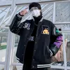 Lacible Hip Hop Baseball Jackor Coats Varsity Män Streetwear Broderade Bokstäver Bomber Harajuku Loose Unisex 211214