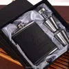 Flachmänner, 200 ml, luxuriöser Edelstahl-Leder-Flasche, personalisierter Whisky-Jägermeister-Getränkebecher mit einer Geschenkbox