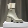 302 Luksusowe kobiety Betty PCV Buty Rasze Kobiet Chunky Bootis Designer Hals Boot Dress Sukienka Buty Marka 100% Prawdziwy Skórzany Medal Gruba 2021