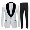 Royal Blue Dobby Bröllop Tuxedos Slim Fit Groom Wear Suits Custom Made Groomsmen Prom Party Dinner Dating Outfits Blazers (Jacka + Byxor) En-knapps riktig bild