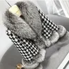 Dameswolmengsels 2022 Autumn Winter Winter Vrouwen bont jas Houndstooth faux kraagjasje korte elegante mode vrouwelijke bovenkleding vintage bery22