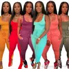 Women Tracksuits Two Piece Set Jogging Suit Sexy Vest Shorts And Pants Belt Tether Solid Color Outfits