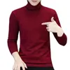 Męskie swetry 2021 Mężczyźni Turtleneck Sexy Marka Dzianiny Swetry Solid Color Stand Collar Ciepły Casual Męski Sweter Bazowy Jesień Dzianiny