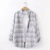 Blouses et chemises pour femmes Chemises à carreaux décontractées Loose Boyfriend Style 100% coton Dames Tops Outwear surdimensionné 210302