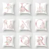 Home Pink Alphabet Bedroom Sofa Decorative Pillow Nordic Style Peach Skin Cushion Cover Pillowcase