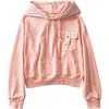 Kvinnors Tröjor Vanligt Hooded Pullover Långärmad Sweatshirt Crop Top Hoodie Vit Kvinnor för Man med Pocket Rosa Kläder II5