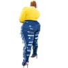 Dames Plus Size Denim Broek Lente Herfst Gescheurde Jeans met Kwastjes Grotere Maten 3XL 4XL 5XL Leggings Fashion Washed Blue Gaten Broeks DHL SHIP 5637