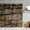 Pays américain vieux brique mur de pierre rideau de douche rétro architecture thème salle de bain occultant rideaux de polyester imperméables 211116