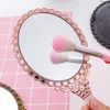 Vintage Handheld Mirror Portable Travel Personal Cosmetic Embossed Flower Hand Held Decorative Mirrors for Face Makeup