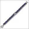 Link, Chain Bracelets Jewelry 8Mm Double Layers Stone Beaded Bracelet For Men Boys Lapis Lazi Hemitate Metal Lava Stainless Steel Tbx00109 Y