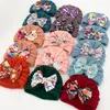 Children Hat Baby Wool Hats Winter Warm bow knit caps Pullover caps 9195