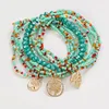 Braccialetti di fascino strati strati di perle acriliche multicolori fatte a mano per donne Bracciale a pendente albero set bohémien gioielli bohémien1436670