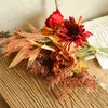 Automne Bouquet de fleurs artificielles Faux Rose Pissenlit Fleur hybride de haute qualité Automne Gerbera Daisy Famille Décoration de mariage 211108