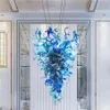 Modern sanat tarzı mavi mercan avize salon h otel el üfleme cam zincir kolye ışıkları özelleştirme kabul