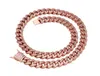 Männer Rapper Rock Punk 125 mm echtes Roségold Iced Out Pink kubanische Gliederkette modische Baguette-Halskette3507728