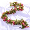 Dekorativa blommor kransar 2,2 meter 42 Små konstgjorda murgröna Rosor Fake Vine Wreath Wedding Home Store Dekoration Plastmur Hangi