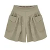 Shorts d'été femmes 5XL décontracté 4XL plissé taille haute poches jambe large mince élastique grande taille tout-match ample coton doux 210527