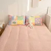 Conjunto de cama de algodão de algodão estilo cartoon coelho e arco-íris impresso cama de roupa de cama queen size capa de camas de edredão e fronha algodão 211007