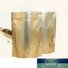100 Pz/lotto Foglio di Alluminio Opaco Oro Stand Up Bag Zipper Seal Tear Notch Doypack