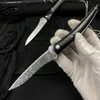Högkvalitativ Damaskus Pocket Folding Kniv VG10-Damascus Stålblad Ebony Handtag EDC Ball Bearing Folder Knives
