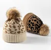 Autumn /winter hair ball knitting hat fashion leopard grain curl edge wool hats European and American personality keep warm cap ZC501
