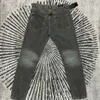 Real Pics Heavy Brodery Washed Jeans Herr Dam Patchwork Streetwear Oversize jeansbyxor