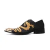 Dress Shoes Italian Style Luxury Dragon Embroidery Men Glitter Claquette Steel Toe Formal Party Mens Schuhe Herren223R