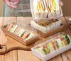 Cake Box Transparent Transparent Sandwich Bouffée Biscuit Dessert Cuisson Emballage Boîtes Papier Cadeaux Cas Carré Rectangle Conteneur RRA9665