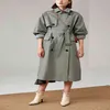 UK Brand Fashion Fall /Autumn Casual Double breasted Simple Classic Long Trench coat with belt Chic Female windbreaker 210914