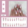 Falska naglar 24pcs / låda Avtagbar Taiji Long Coffin bärbar Ballerina Fake Full Cover Nail Tips Tryck på med lim