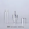 100pc /ロット3ml携帯用サンプルスプレー透明ガラス香水噴霧器銀金属ポンプトラベルボトルコンテナ