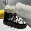 Buty Buty Kobiety Winter Mid Calf Patent Skórzany Platforma Wełny Okrągłe Toe Shearling Snow Zapatos de Mujer