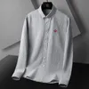 メンズドレスシャツメンズカジュアルスリムフィット長袖のストライプ刺繍ボタンフォーマル品質綿60％ポリエステル40％309p