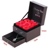NOWY!!! Walentynki Party Favor Flower Jewelry Prezent Rose Box Naszyjnik Schowek Walentynki Urodziny Sztuczne Wieczne Zestawy Biżuterii