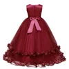 Robes de broderie longues élégantes pour filles Graduation Mariage Tulle Drfor Girl Formelle Prom Party Robe Adolescent Robes 8 14T X0803