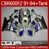 Bodywork For HONDA +Tank 600FS CBR600F2 600CC 1991-1994 Body Blue silver 63No.239 CBR 600 CBR600 F2 FS CC 600F2 91 92 93 94 CBR600FS CBR-600 1991 1992 1993 1994 Fairing