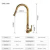 Quyanre Antique Brass Pull Out Kitchen Faucet Cold Water Mixer Crane For Bathroom 360 Rotation Kitchen Mixer Tap Basin Taps 211108