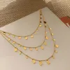 Wiersz łańcucha błyszcząca Waterdrop vierkante cirkel dysk wieszak 18k złoty choker kettingen voor meisjes rvs sieraden vrouwen5939169