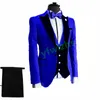 Custom-Made One Button Groomsmen Peak Lapel Groom Tuxedos Män Passar Bröllop / Prom / Dinner Man Blazer (Jacka + Byxor + Tie + Vest) W928