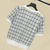 VANOVICH Summer Knit T Shirts Female Short Sleeve Fashion Casual Women emperament Europe Plaid ops 210615
