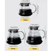 v60 Pour Over Carafe Drip Coffee Pot 300/500/700ml Glass Range Tea Maker Coffee Kettle Brewer Barista Percolator Clear Filter 210309