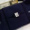 HBP S925 Sterling Silver High Carbon Diamond Emerald cutter diamond ring 3 carat square simulation wedding female272b